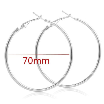 40mm 60mm 70mm 80mm Exaggerate Big Smooth Circle Hoop Earrings Brincos Simple Party Round Loop Earrings for Women Jewelry daiiibabyyy